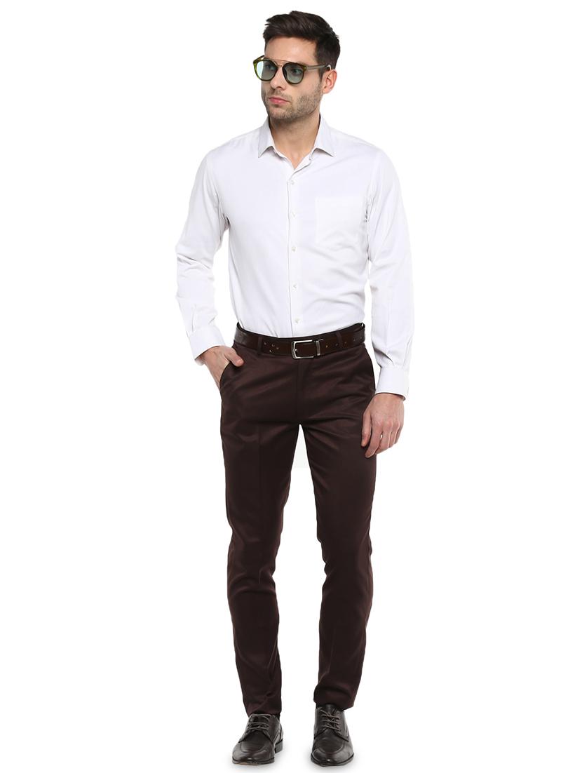 brown solid flat front formal trouser - 16919800 - Standard Image - 3