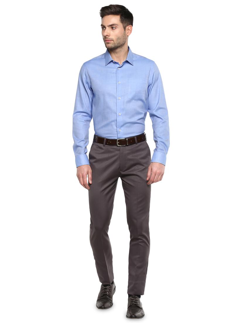 grey solid flat front formal trouser - 16919888 - Standard Image - 3