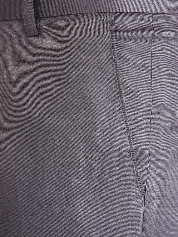 grey solid flat front formal trouser - 16925926 - Standard Image - 4