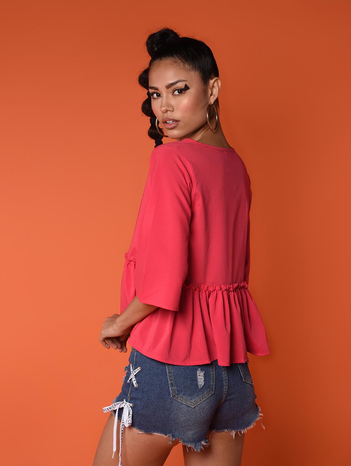 women's peplum v neck top - 16936301 -  Standard Image - 3