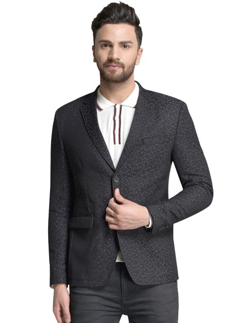 black self design single breasted casual blazer - 16944616 - Very Small Image - 1