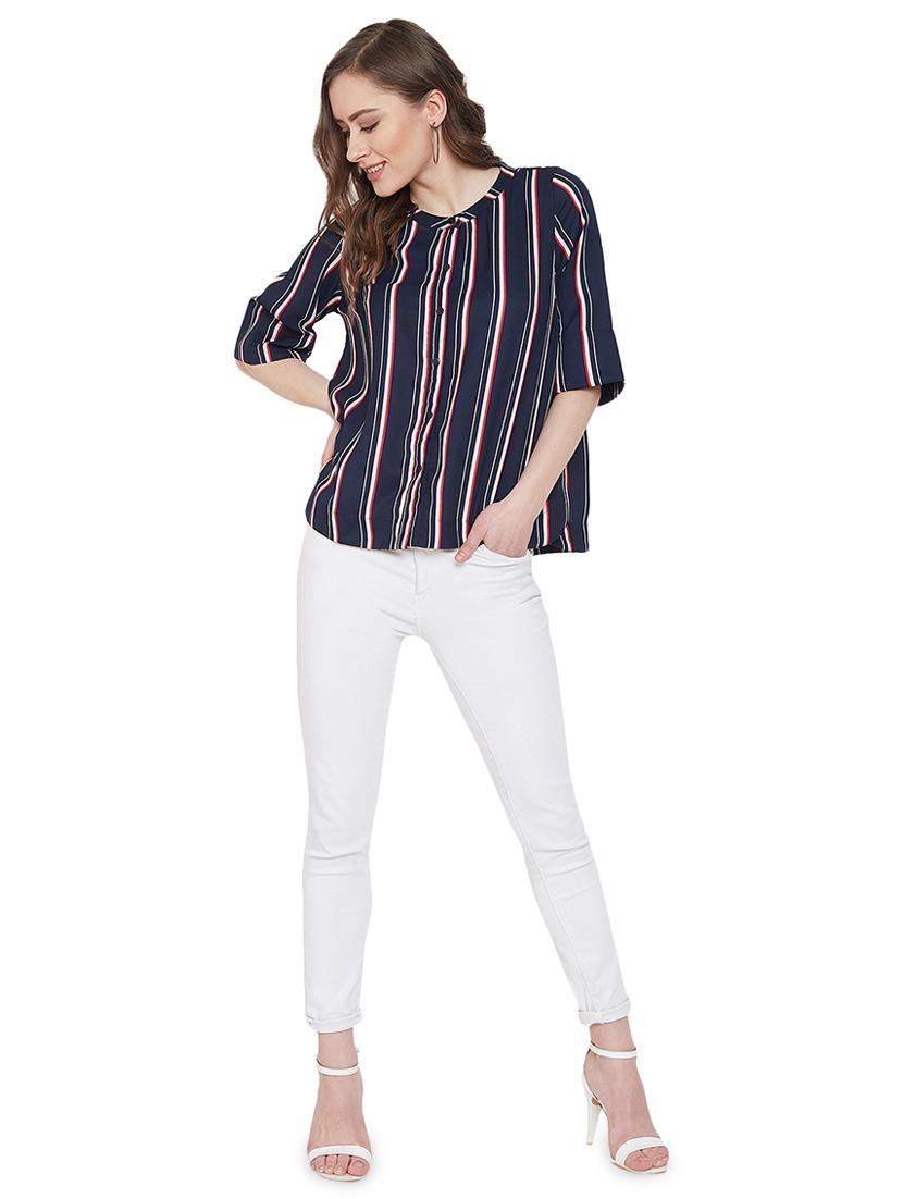 round neck striped shirt - 16958497 - Standard Image - 3