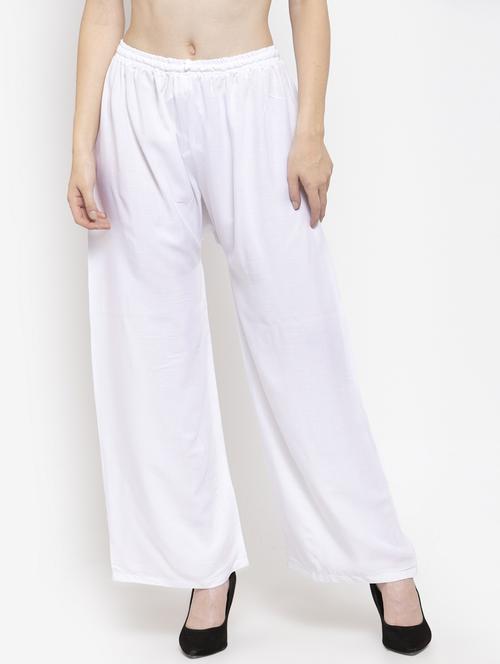 white solid straight palazzo - 16971324 - Very Small Image - 1