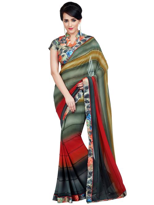 multi colored georgette banarasi saree with blouse - 16972671 - Very Small Image - 1