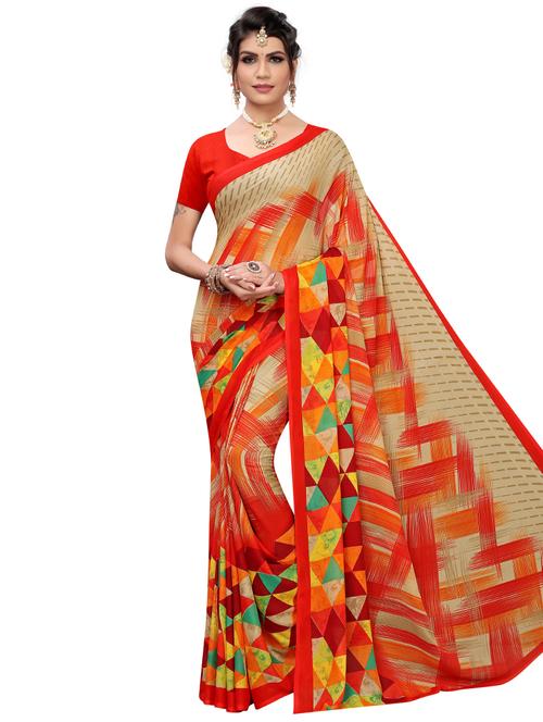 geometric printed saree  with blouse - 16973065 - Very Small Image - 1