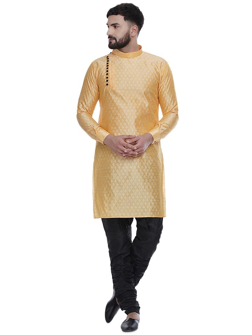 men self design mandarin neck long kurta - 16979472 - Standard Image - 3