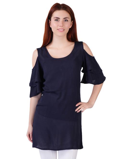 cold shoulder solid tunic - 17007046 - Standard Image - 0