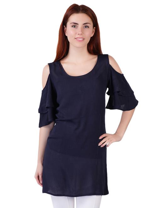 cold shoulder solid tunic  - 17007046 -  Standard Image - 0