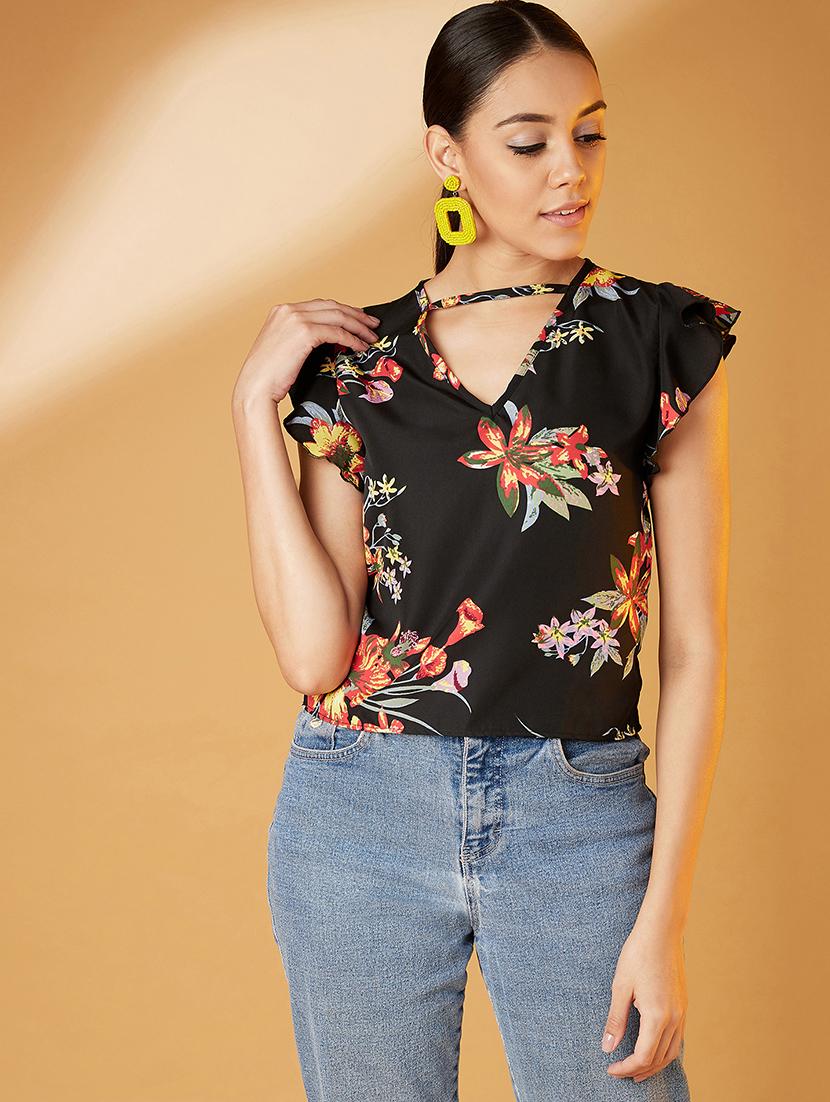 women's crop v neck top - 17016315 -  Zoom Image - 0