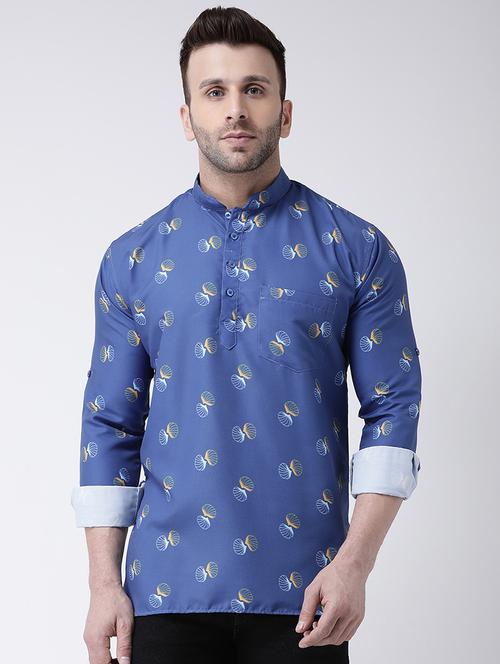 blue printed short kurta - 17063797 - Standard Image - 0