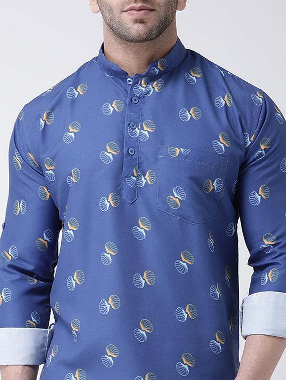 blue printed short kurta - 17063797 - Zoom Image - 4