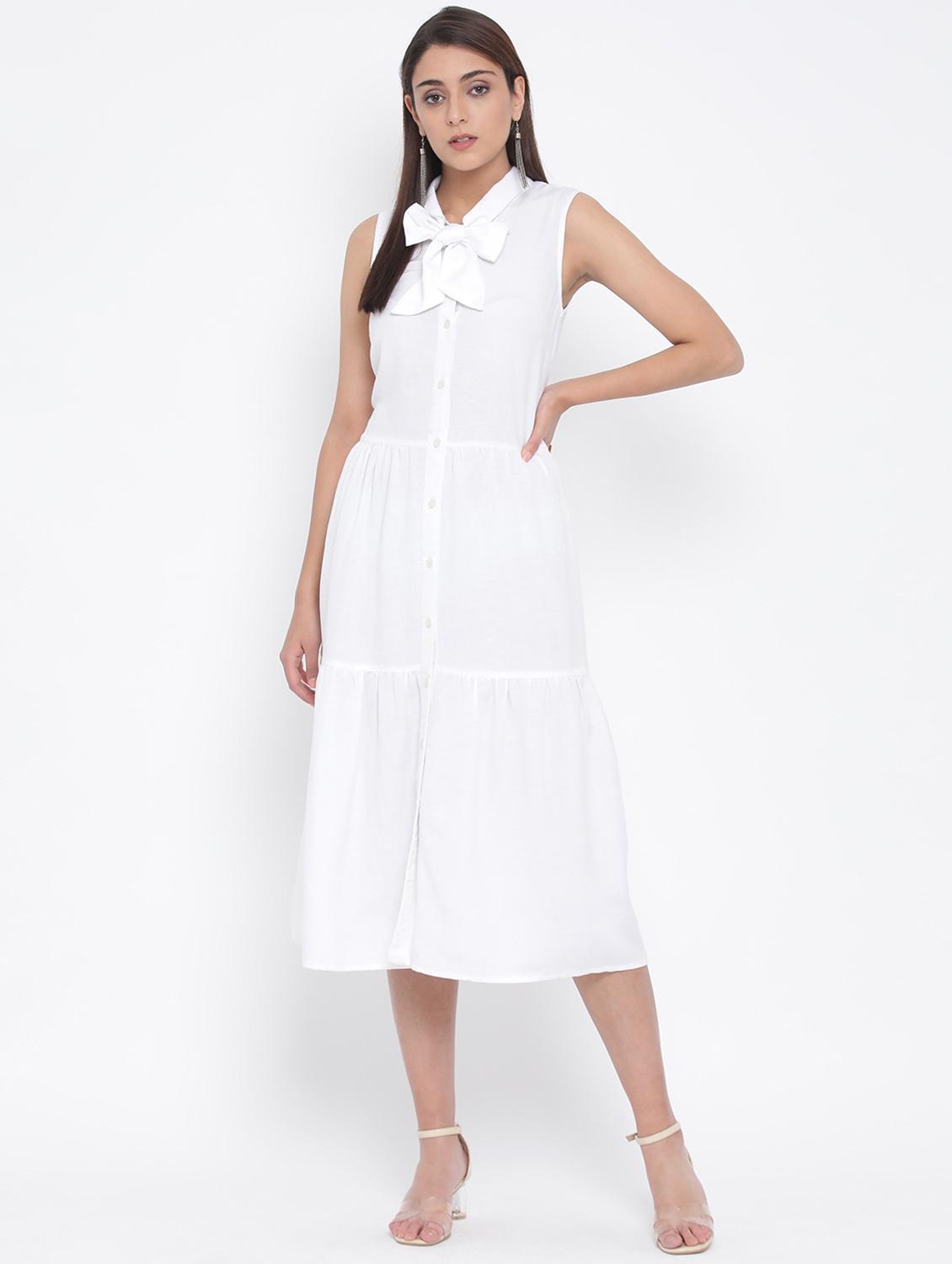 tie up neck button-up a-line dress  - 17074093 -  Zoom Image - 0