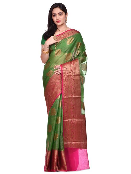 self design banarasi saree with blouse - 17087469 - Very Small Image - 1