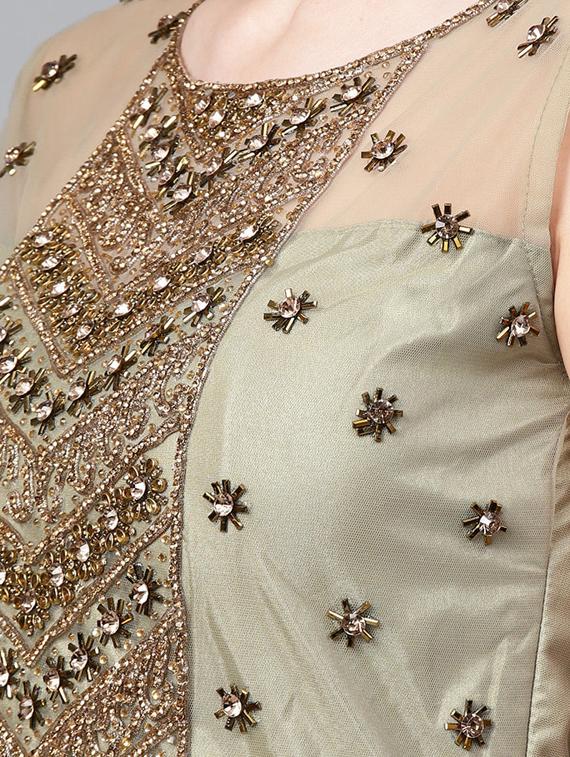 embellished net flared gown - 17087757 - Standard Image - 4