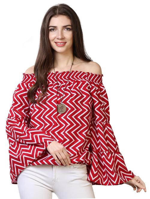off shoulder chevron top  - 17088878 - Very Small Image - 1