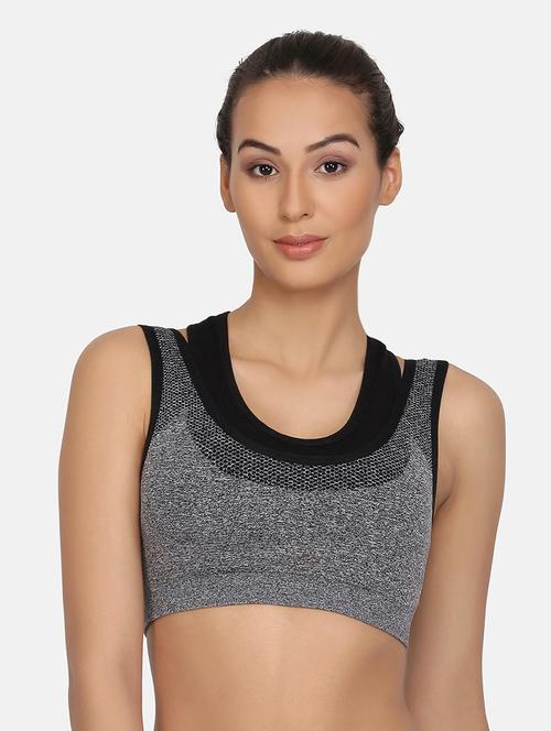black solid sports bra - 17104869 - Very Small Image - 1