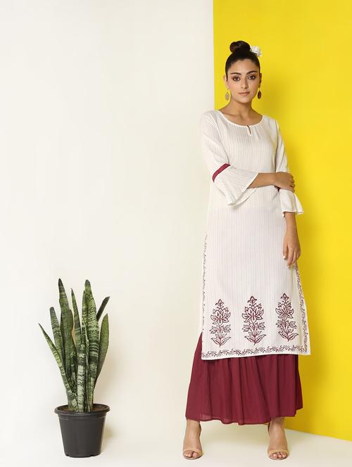 printed straight kurta - 17119066 - Standard Image - 0