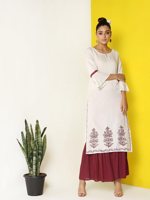 printed straight kurta - 17119066 -  Standard Image - 0