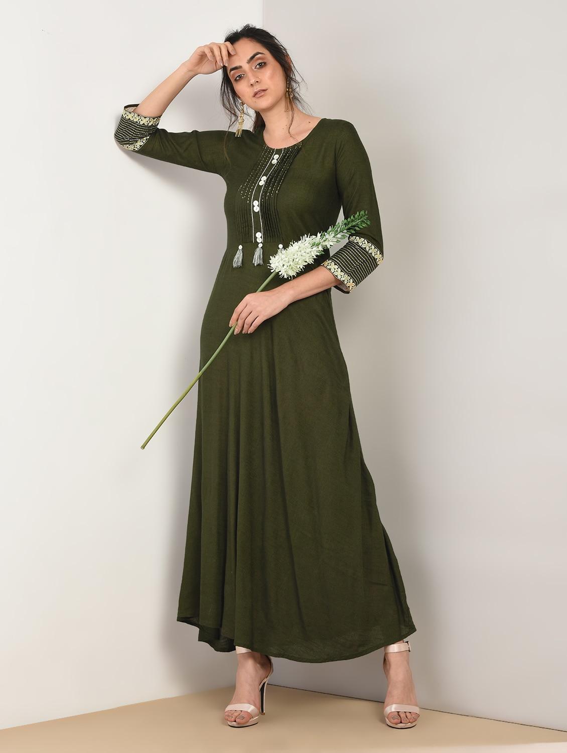 embroidered flared ethnic dress - 17125868 -  Standard Image - 1