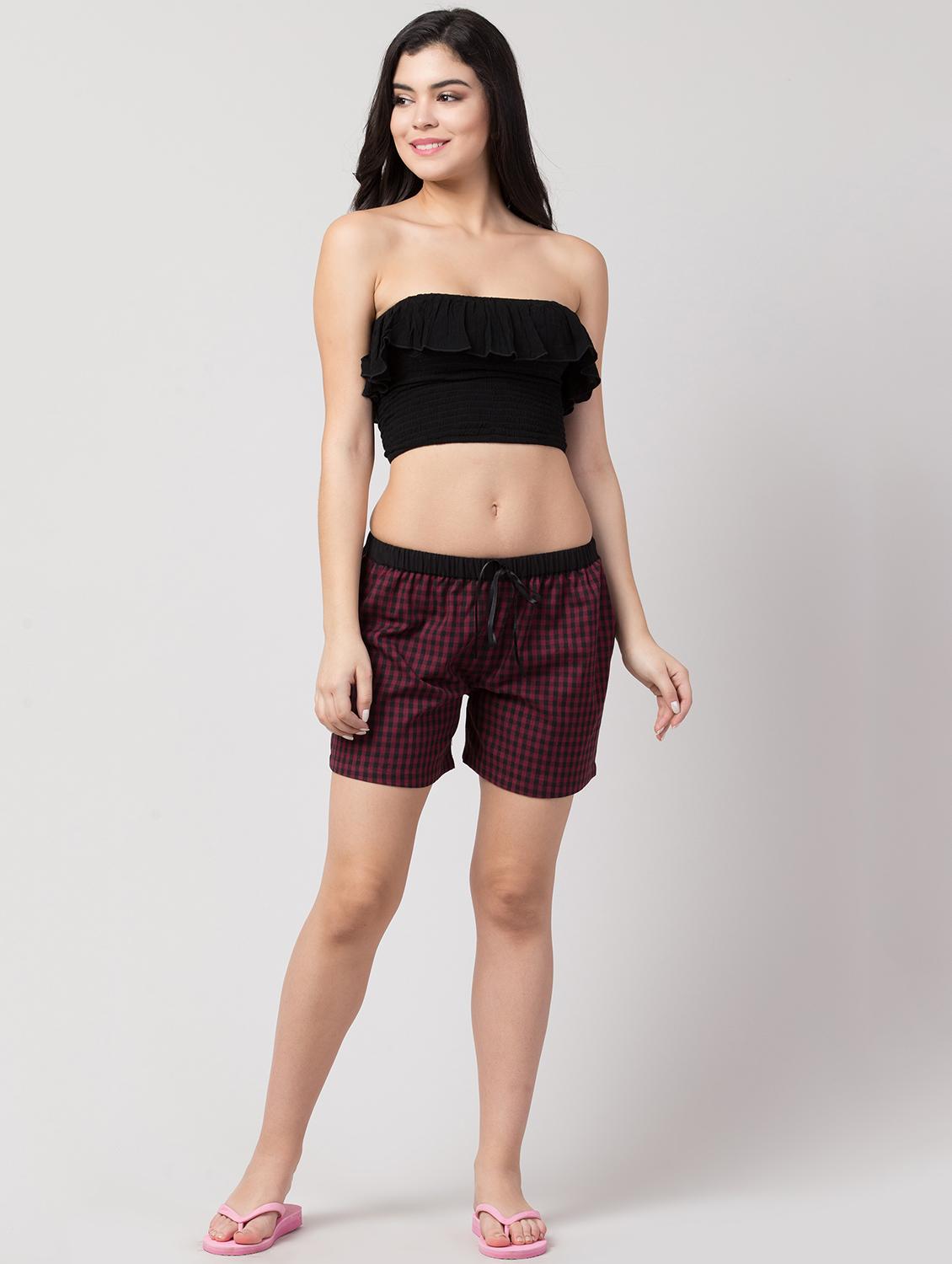 drawstring waist checkered shorts - 17147927 - Standard Image - 3