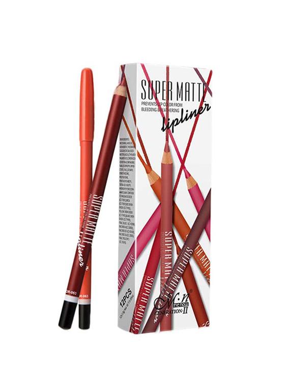 m.n pack of 12 super matte lip liner