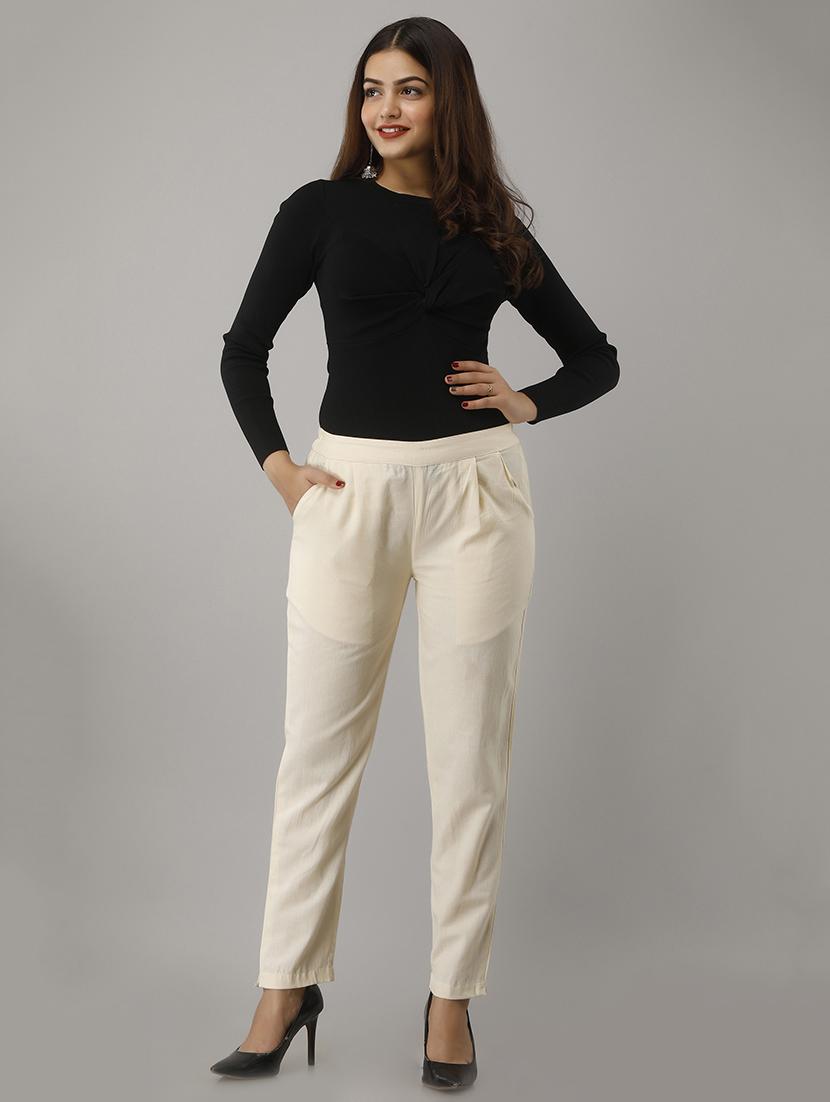 women solid full length cigarette pants - 17162953 - Standard Image - 3