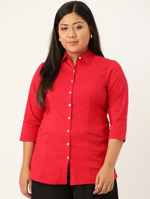 red cotton plus shirt - 17172415 -  Standard Image - 0