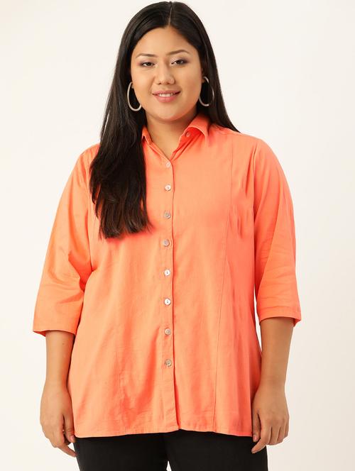 orange cotton plus shirt - 17172416 - Standard Image - 0