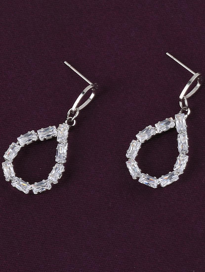 silver metal drop earring - 17194457 -  Zoom Image - 0