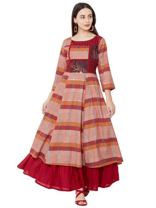 check print flared kurta - 17203604 - Very Small Image - 1
