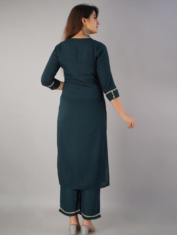 embroidered kurta palazzo set - 17218564 - Standard Image - 2