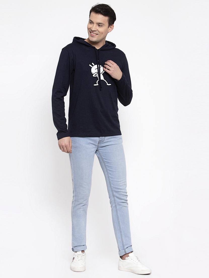 navy blue chest print t-shirt - 17263831 - Zoom Image - 3