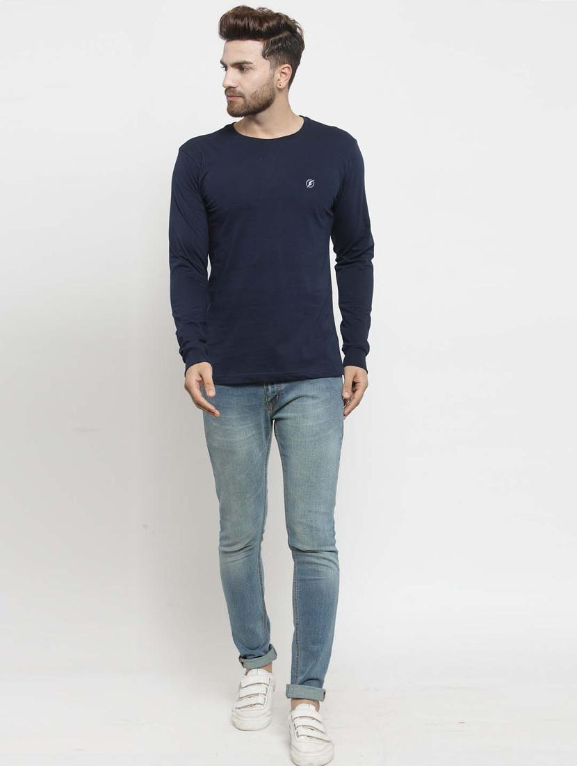 navy blue solid t-shirt - 17264584 - Zoom Image - 4