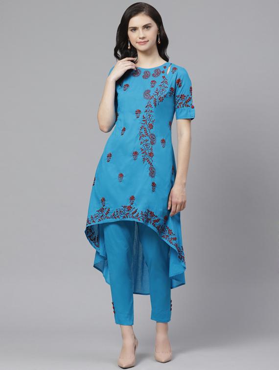 chikankari kurta pant set - 17266162 -  Zoom Image - 0