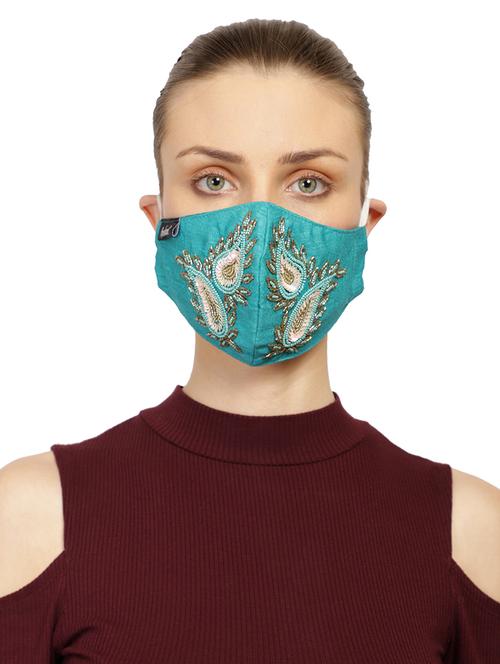 blue cotton decorative women mask - 17279861 - Very Small Image - 1
