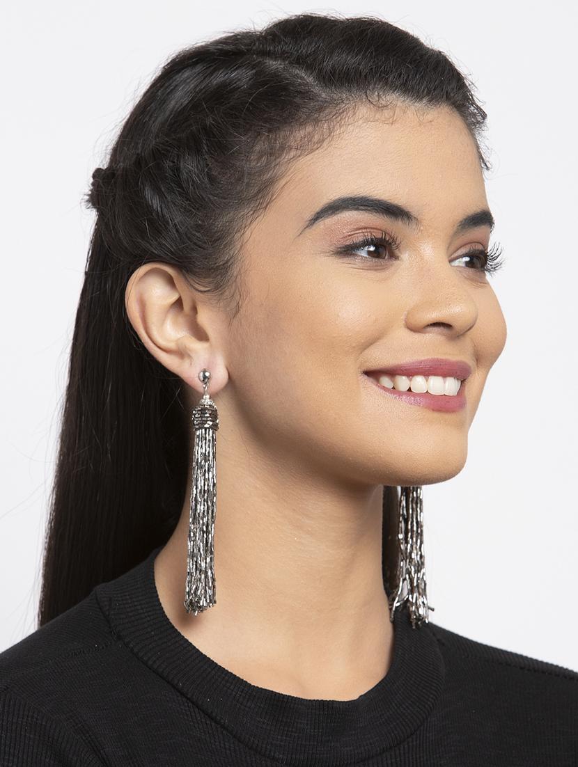 silver metal drop earring - 17289384 - Standard Image - 3