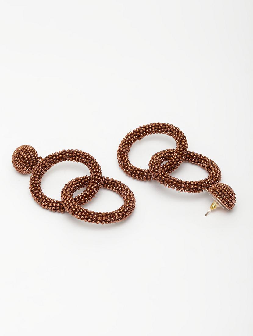 brown metal drop earring - 17289449 - Zoom Image - 2