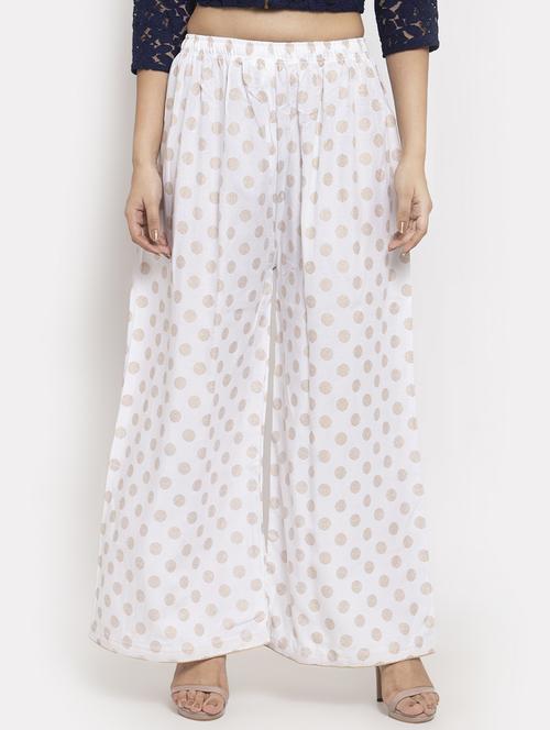 white printed flared palazzo - 17299670 - Very Small Image - 1