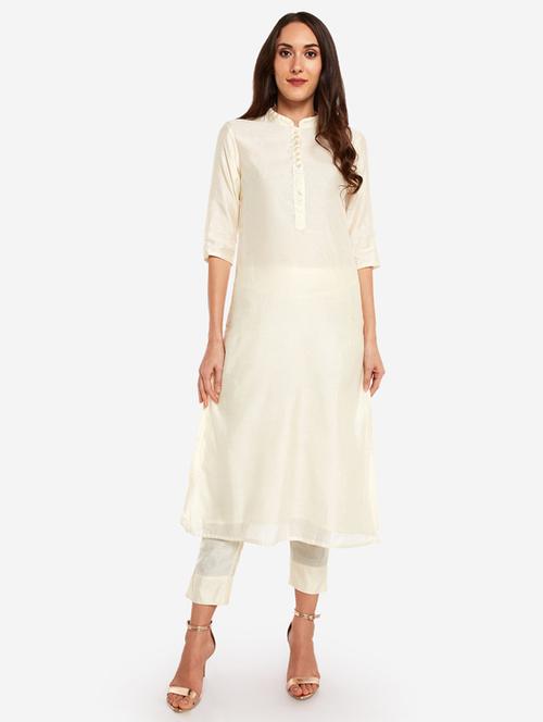 solid kurta pant set - 17300524 - Very Small Image - 1