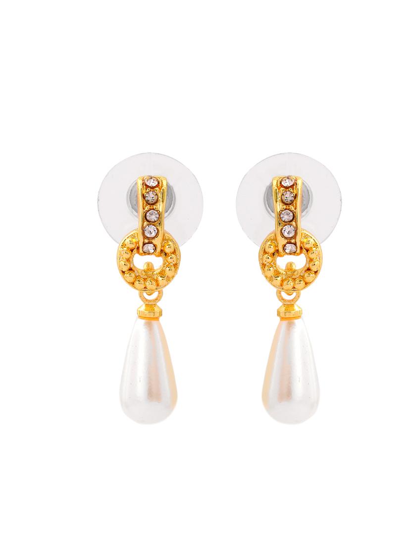 gold tone crown atef pearl drop earrings - 17327713 - Standard Image - 2