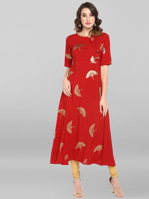 foil print a-line kurta - 17340192 - Very Small Image - 1