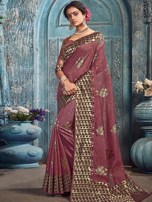ethnic motif woven saree with blouse - 17347397 - Very Small Image - 1