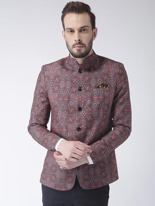 grey printed casual blazer - 17351496 - Standard Image - 0