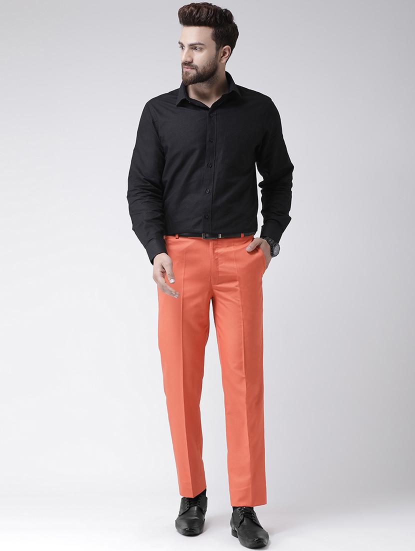 peach solid flat front formal trouser - 17351600 - Standard Image - 3