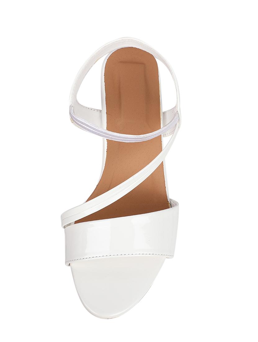 white leatherette back strap sandals - 17352969 - Standard Image - 4