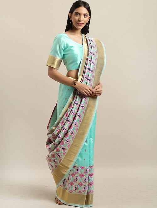 paisley woven saree with blouse - 17353330 - Very Small Image - 1