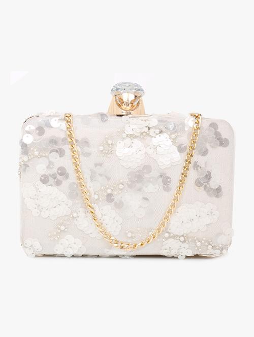 white shimmer box clutch - 17393923 - Very Small Image - 1