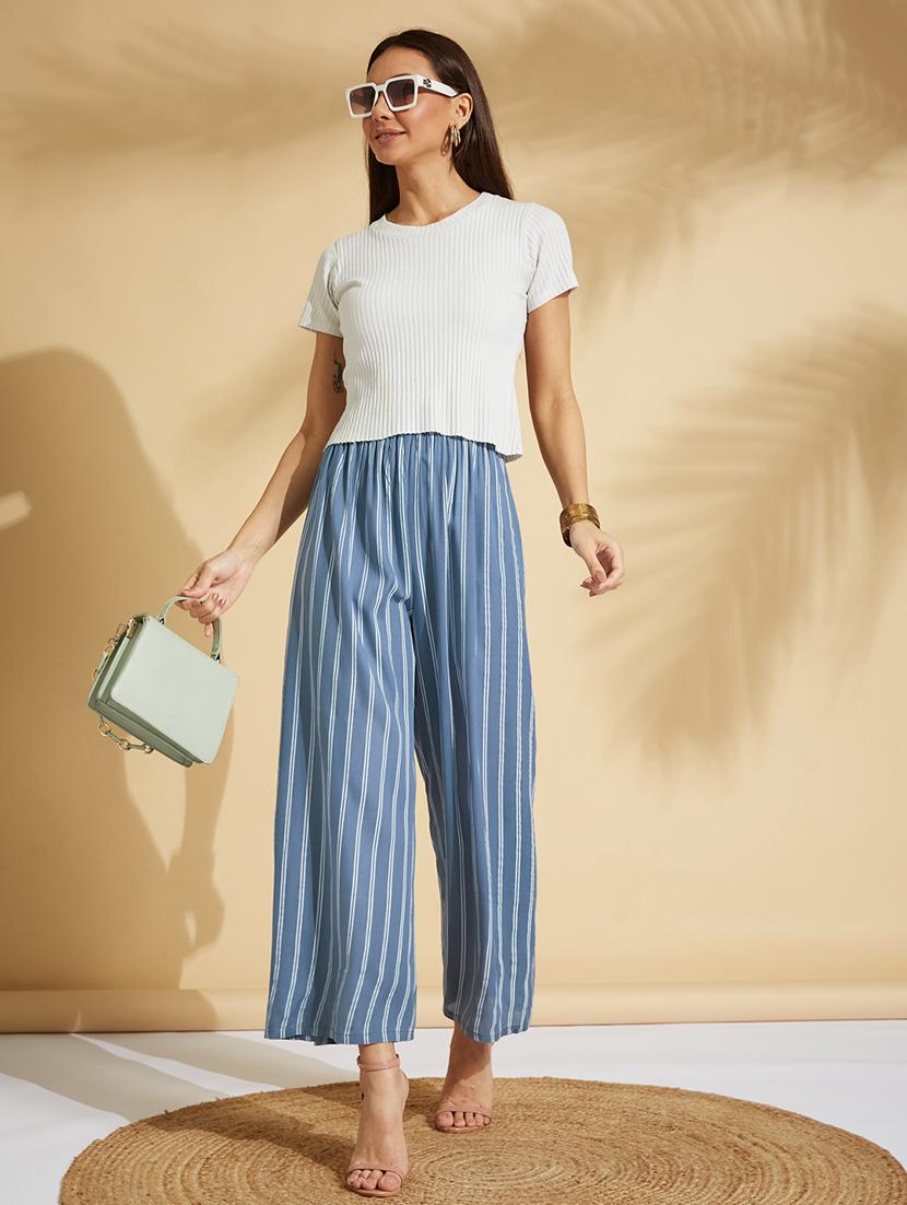 high rise striped palazzo - 17394048 - Zoom Image - 4