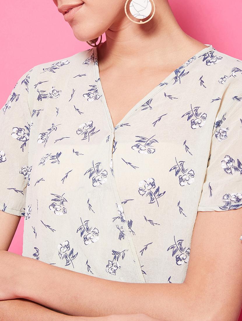 women's crop overlap neck top - 17424507 - Standard Image - 5