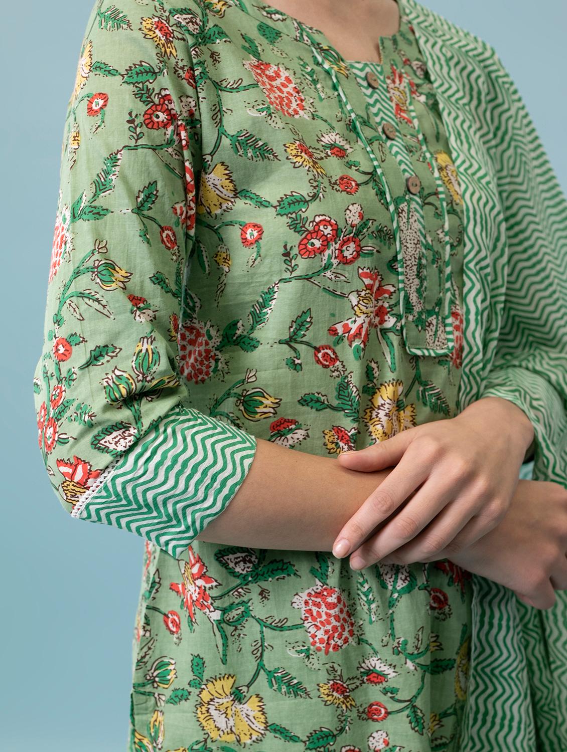 floral print kurta palazzo set with dupatta - 17428307 - Standard Image - 7